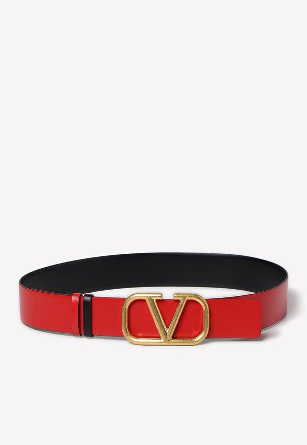 Valentino VLogo Reversible Leather Belt Black 1W2T0S11ZFR 0SM