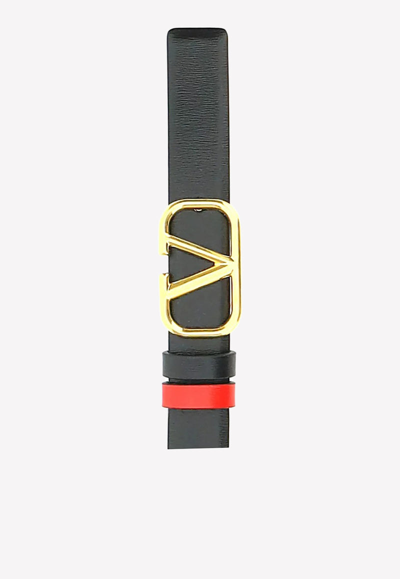 Valentino VLogo Signature Reversible Leather Belt Black 1W2T0S12ZFR 0SM