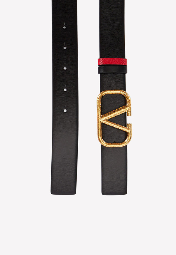 Valentino VLogo Reversible Leather Belt Black 1W2T0T15TAL 0SM