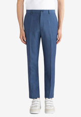 Etro Linen Blend Tailored Pants Blue 1W715-1057 0250