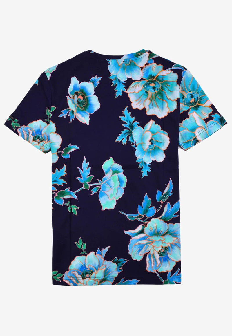 Etro Short-Sleeved Floral T-shirt Blue 1Y020-9465 0200