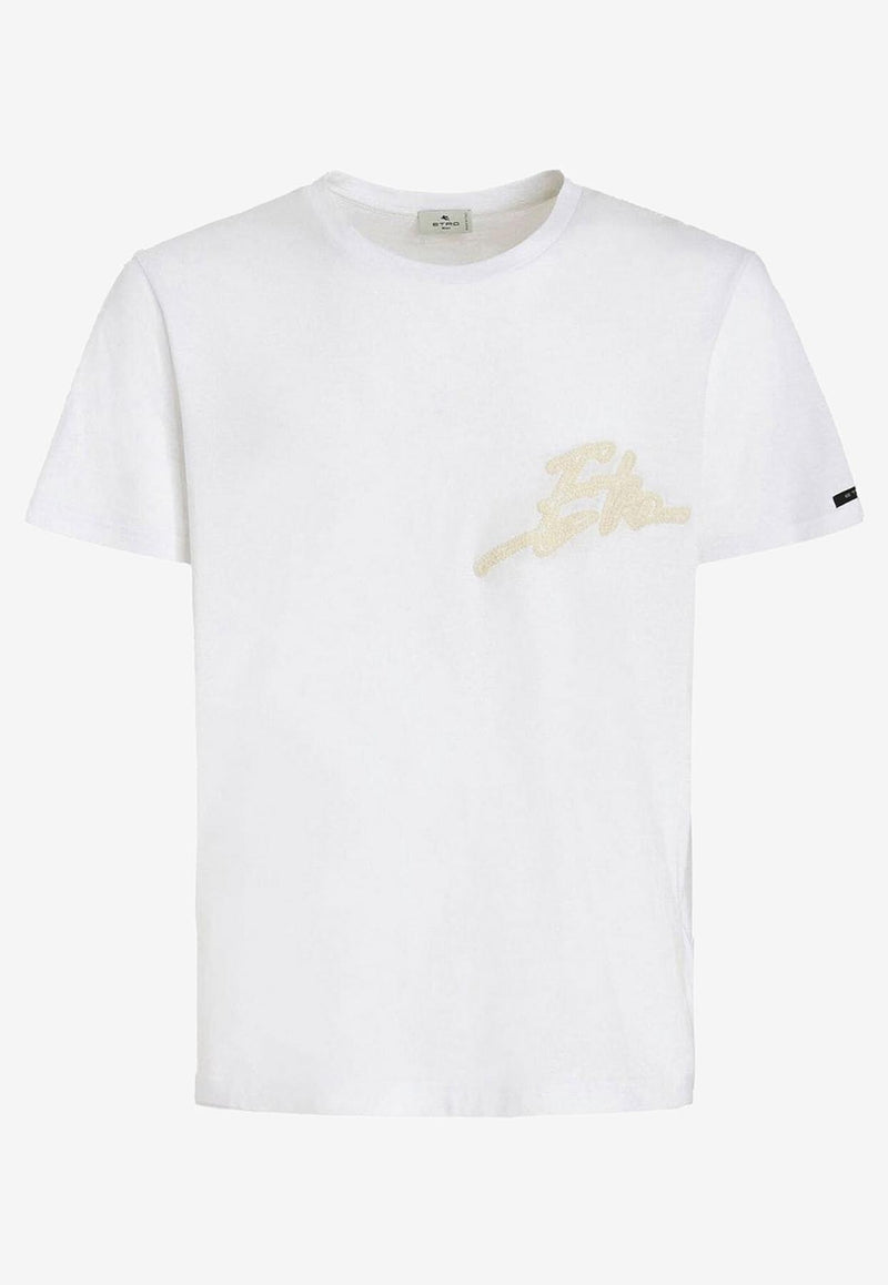 Etro Logo-Embroidered Short-Sleeved T-shirt White 1Y020-9479 0990