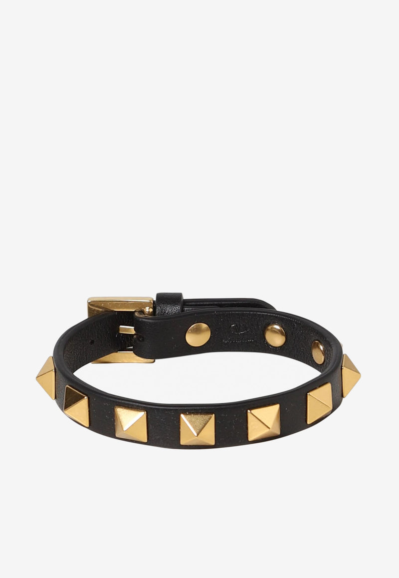 Valentino Rockstud Calf Leather Bracelet Black 1Y2J0801LKT 0NO