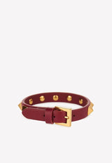 Valentino Rockstud Leather Bracelet Bordeaux 1Y2J0801LKT U27