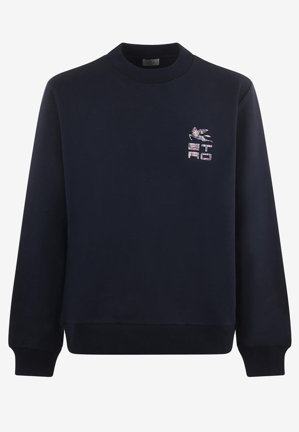 Etro Logo-Patch Pullover Sweatshirt Blue 1Y675-9510 0200