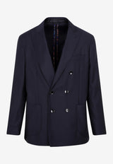 Double-Breasted Pinstripe Blazer in Wool