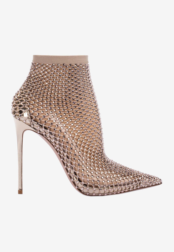 Le Silla Gilda 120 Crystal-Embellished Fishnet Boots Pink 2113R100R8PPSTM 907