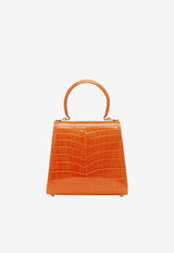 Salvatore Ferragamo Small Gancini Top Handle Bag in Croc-Embossed Leather Orange 212270 748756 ORANGE