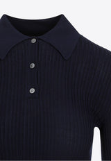 Ribbed Polo T-shirt in Wool Blend