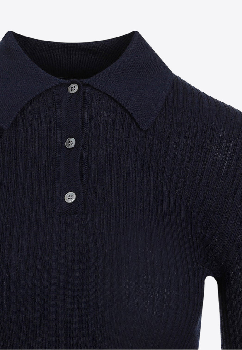 Ribbed Polo T-shirt in Wool Blend