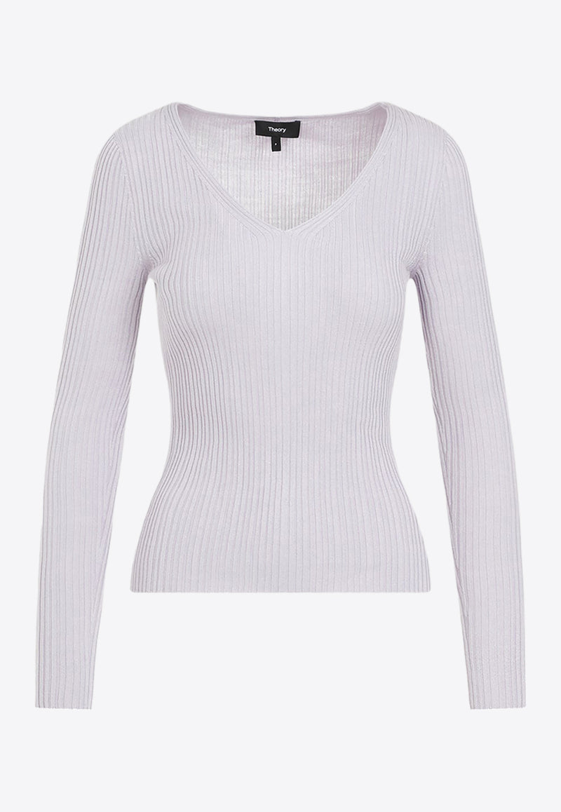 Wool-Blend V-neck Top