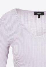 Wool-Blend V-neck Top