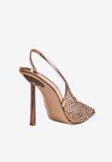 Le Silla Gilda 100 Crystal Mesh Slingback Pumps Gold 2299U090P1PPCAZ 908