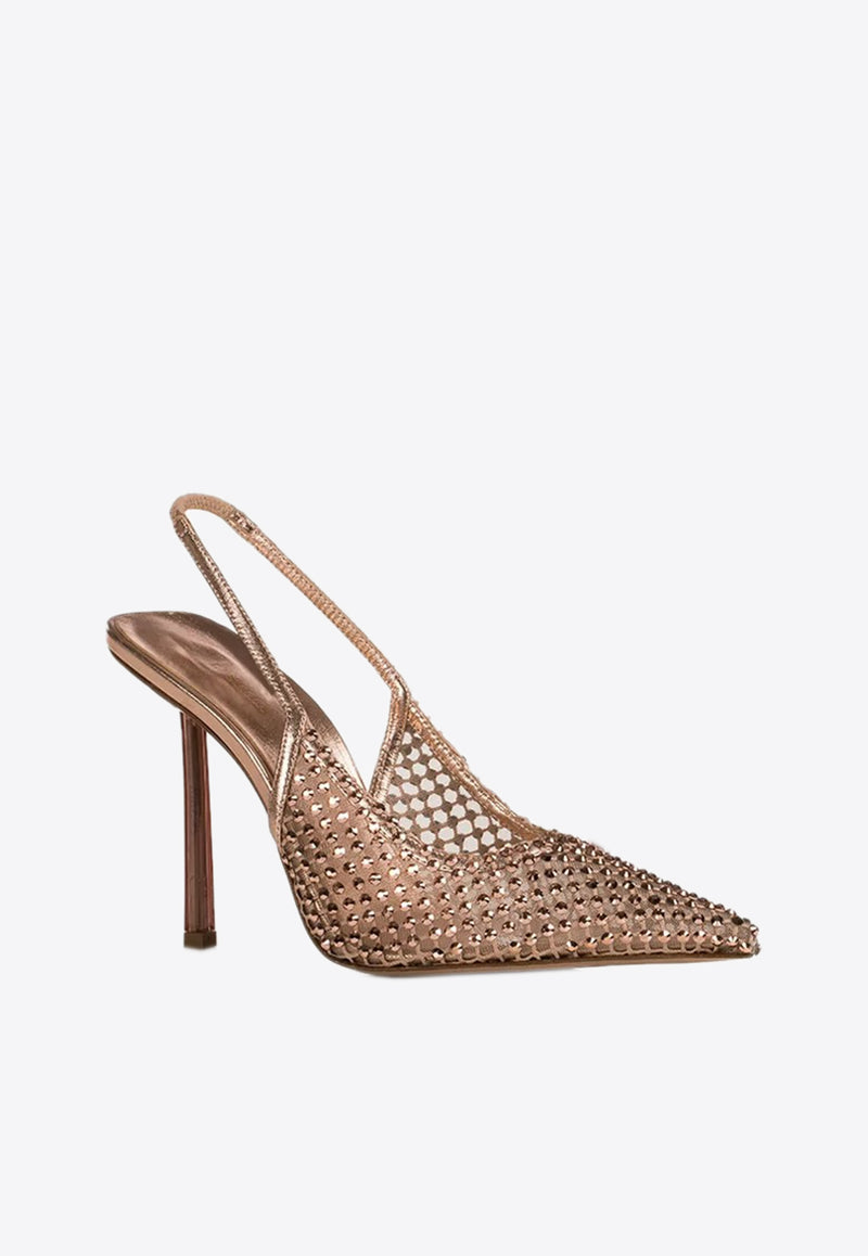 Le Silla Gilda 100 Crystal Mesh Slingback Pumps Gold 2299U090P1PPCAZ 908