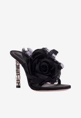 Le Silla Rose 110 Satin Sandals Black 2466Z100G8PPSAT 001