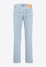 Striped Straight-Leg Jeans