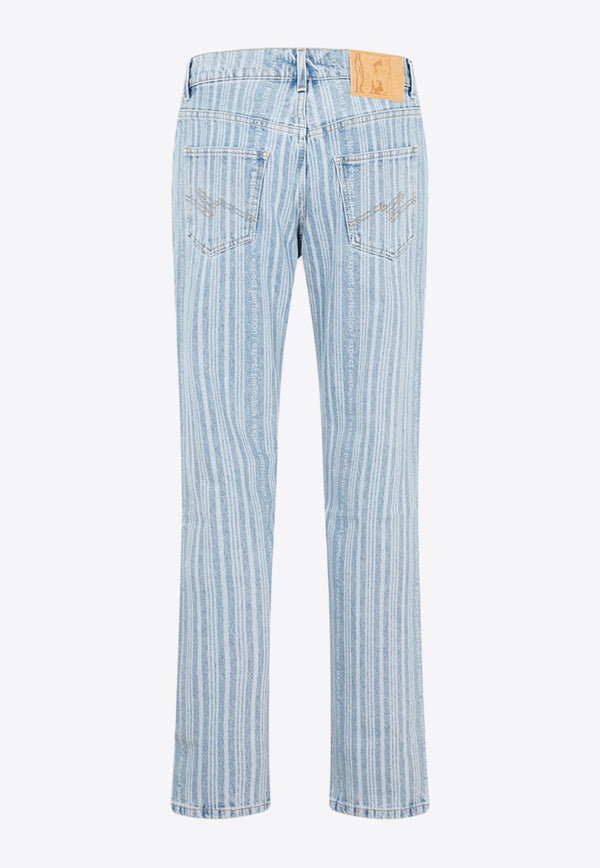 Striped Straight-Leg Jeans