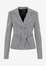 Herringbone Single-Breasted Blazer