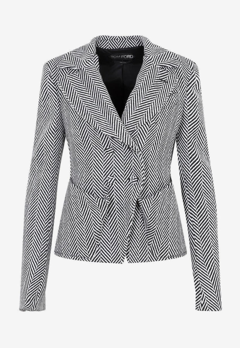 Herringbone Single-Breasted Blazer