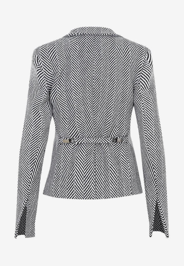 Herringbone Single-Breasted Blazer