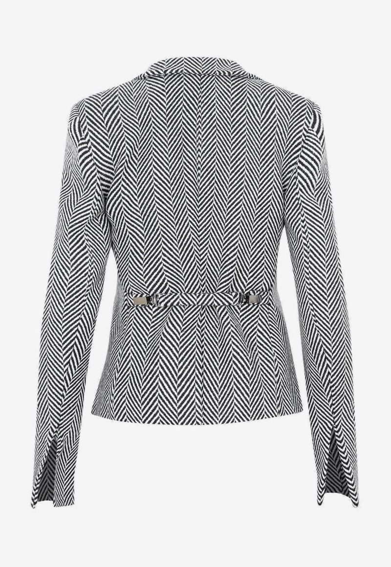 Herringbone Single-Breasted Blazer