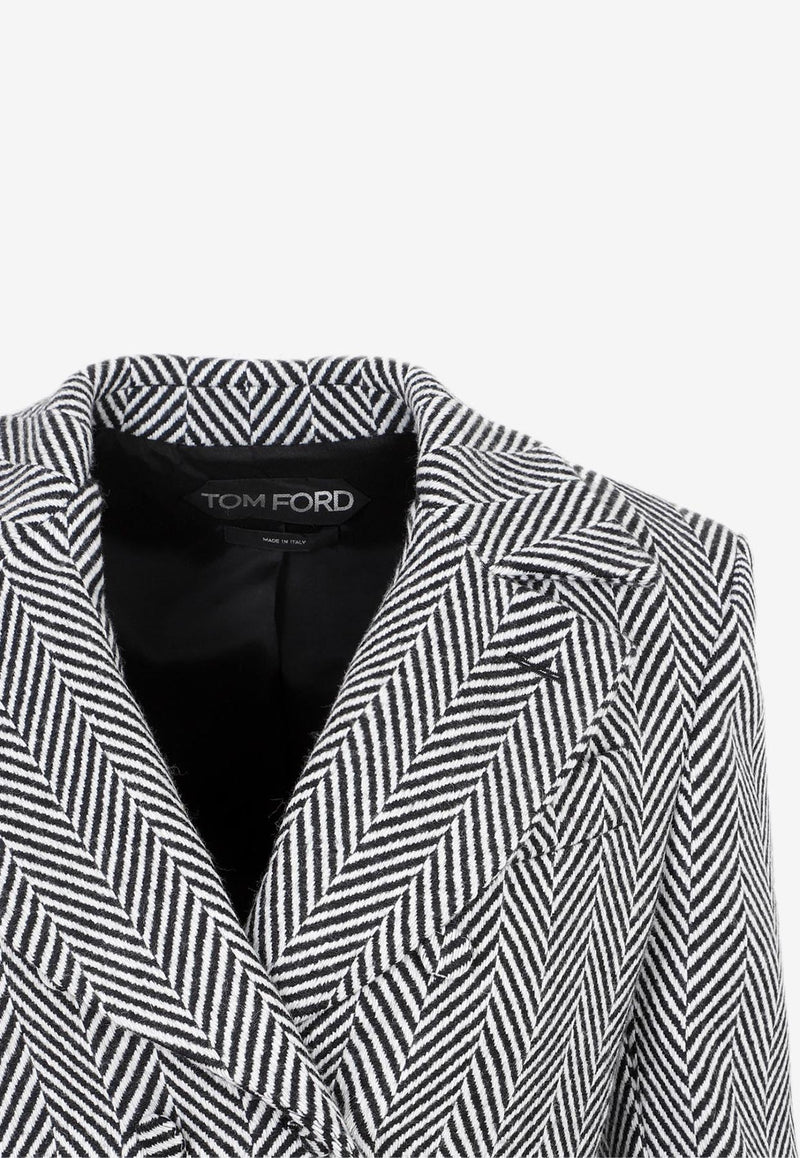 Herringbone Single-Breasted Blazer