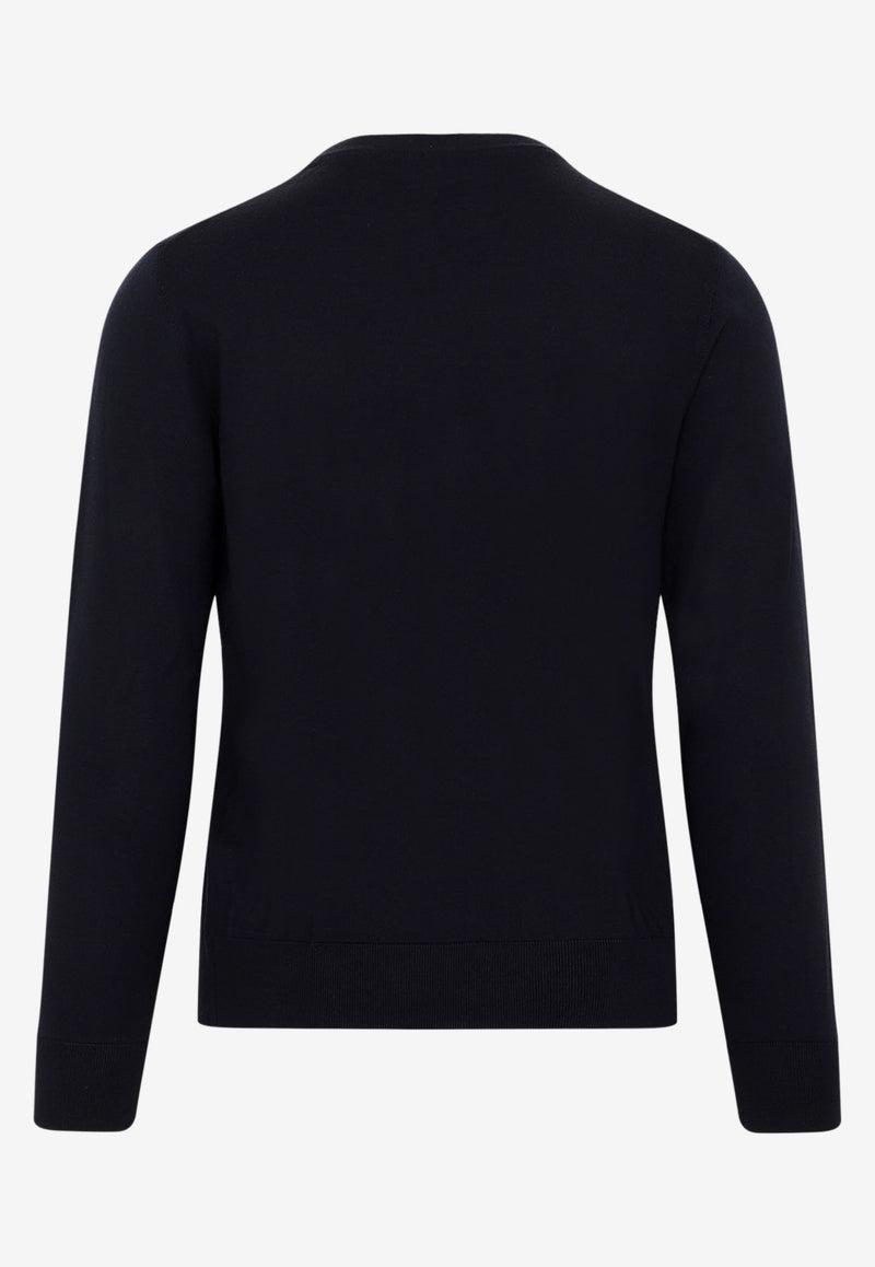 Brioni Crewneck Wool Sweater 42408503378101 UMQ90L.OZK82 4000 MIDNIGHT BLUE