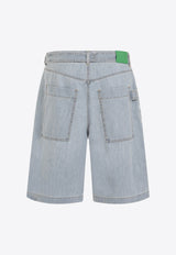 Belted Bermuda Denim Shorts