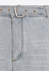 Belted Bermuda Denim Shorts