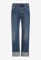 Cuffed Straight-Leg Jeans