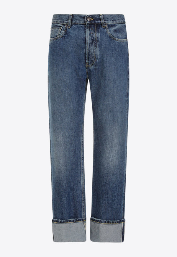 Cuffed Straight-Leg Jeans