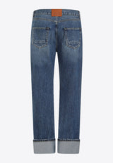 Cuffed Straight-Leg Jeans