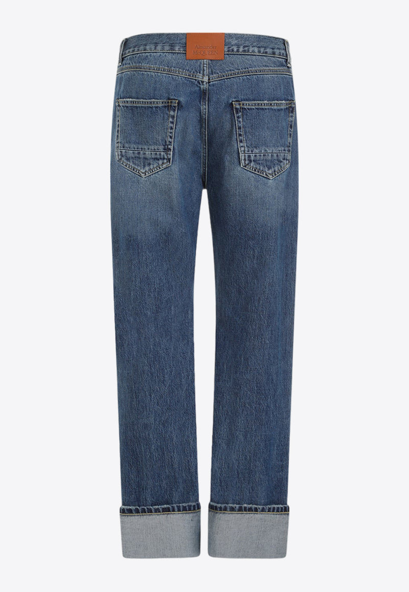 Cuffed Straight-Leg Jeans