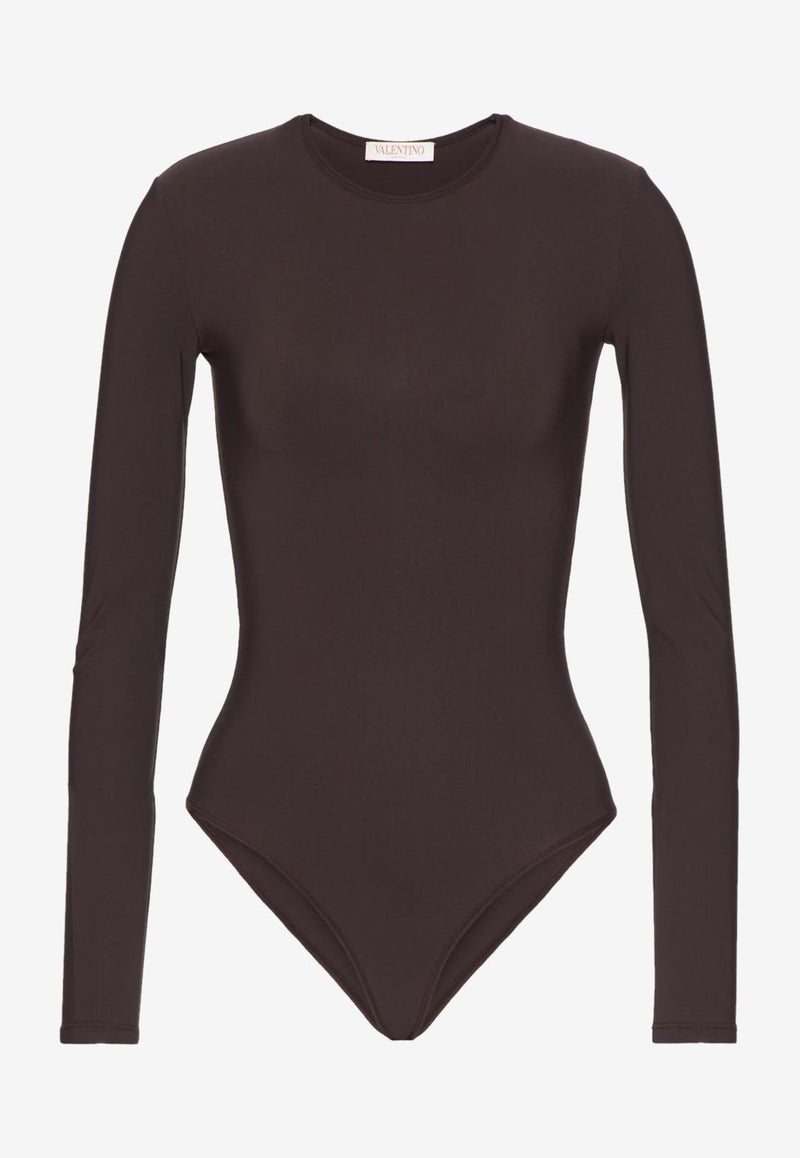 Valentino Long-Sleeved Bodysuit Brown 2B0MR00N7V7 E05