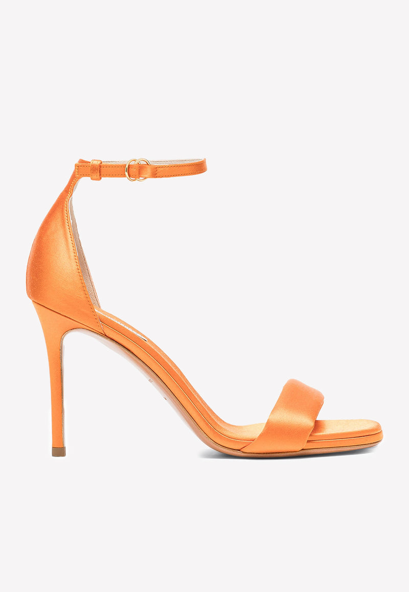 Emilio Pucci 90 Ankle Strap Satin Pumps Orange 2ECE40 2EX02 326