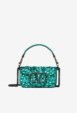 Valentino Small Locò Sequined Shoulder Bag Green 2W0B0K53KUH MZR