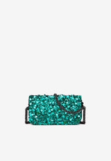 Valentino Small Locò Sequined Shoulder Bag Green 2W0B0K53KUH MZR