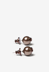 Valentino VLogo Signature Stud Earrings Brown 2W0J0E35JXF Y79