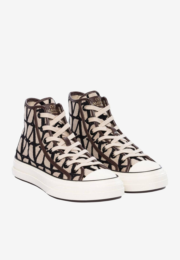 Valentino Toile Iconographe High-Top Sneakers Beige 2W0S0GX3RWC 6ZN