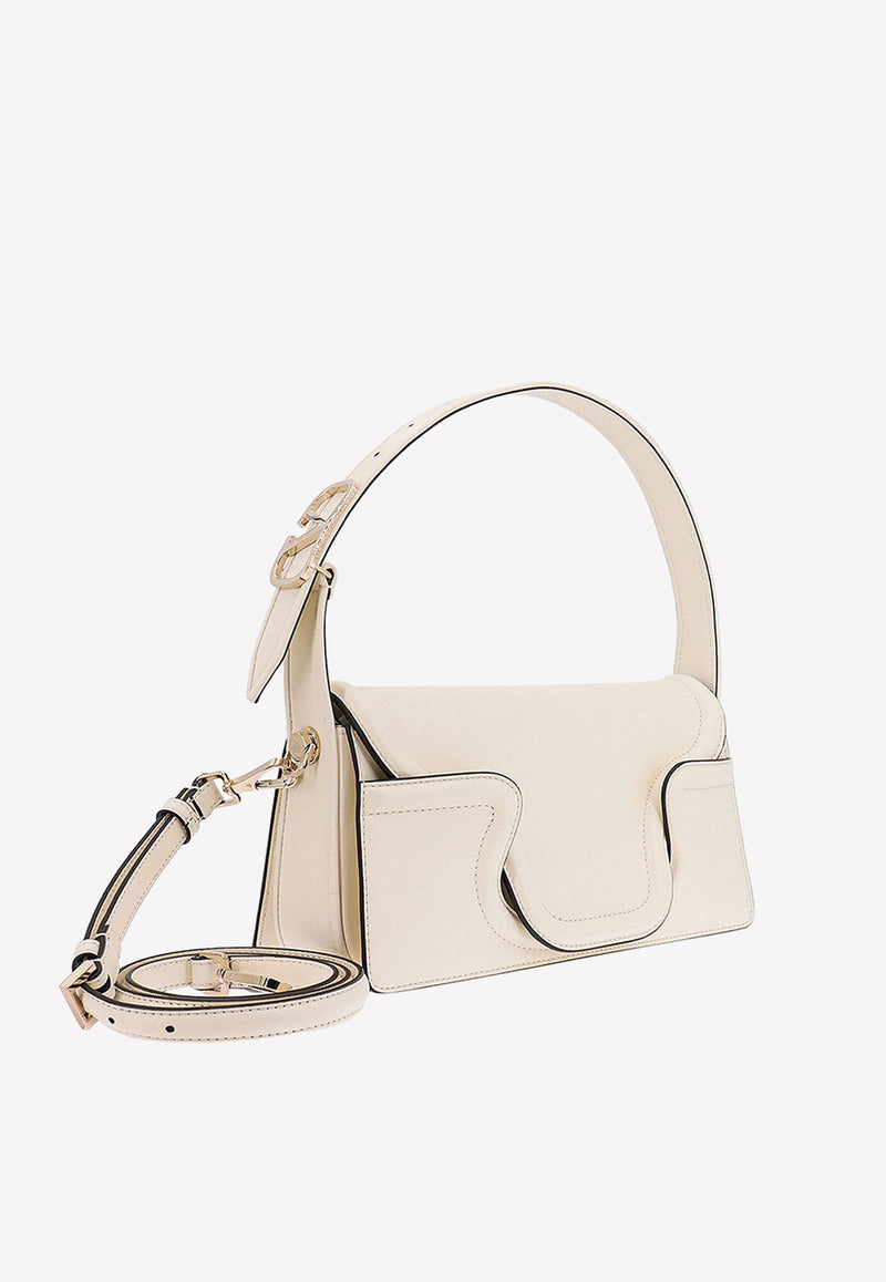 Valentino VLogo Sculpture Leather Shoulder Bag White 2W2B0L25AVP 098