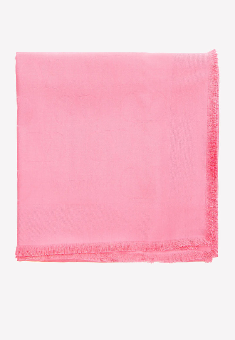 Valentino Signature VLogo Jacquard Shawl in Silk Pink 2W2EB104GPD 03W