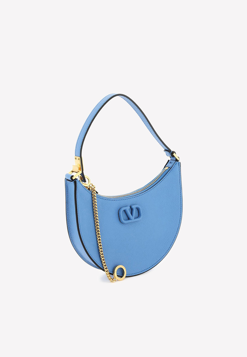 Valentino Mini VLogo Hobo Bag in Grained Leather Blue 2W2P0W19RQR 097