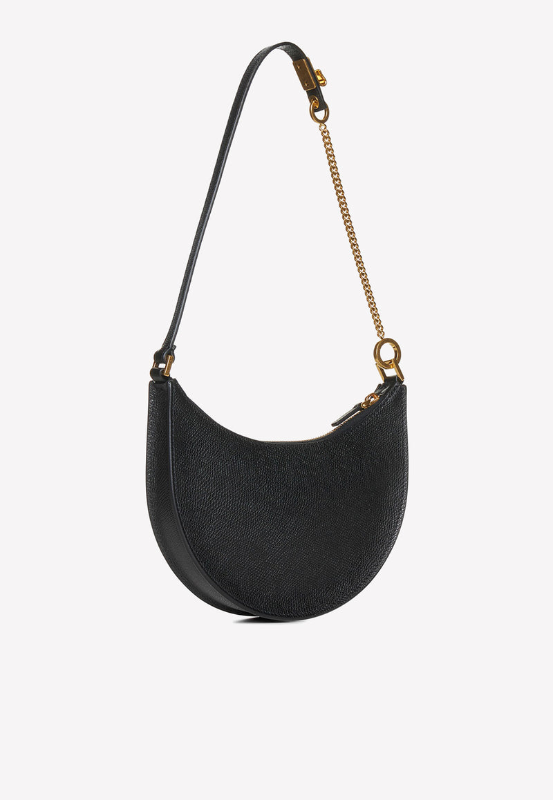 Valentino Mini VLogo Hobo Bag in Grained Leather Black 2W2P0W19RQR 0NO