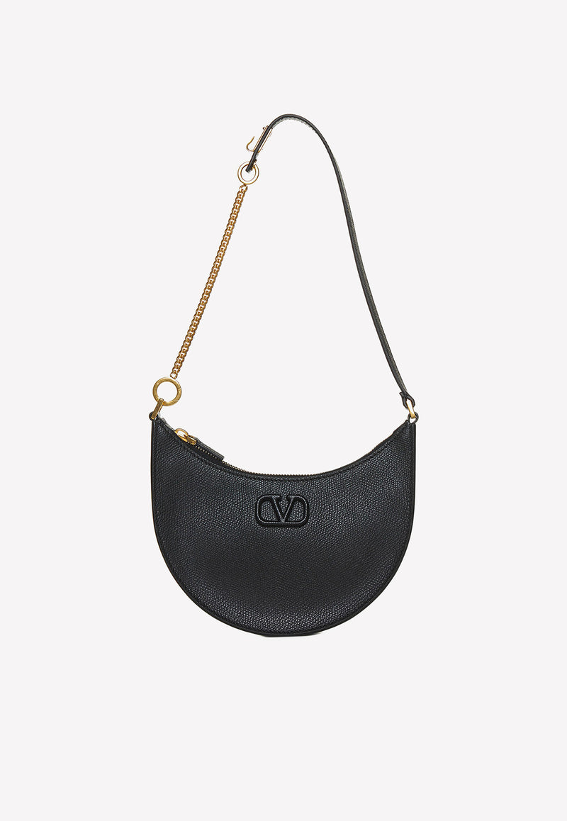 Valentino Mini VLogo Hobo Bag in Grained Leather Black 2W2P0W19RQR 0NO