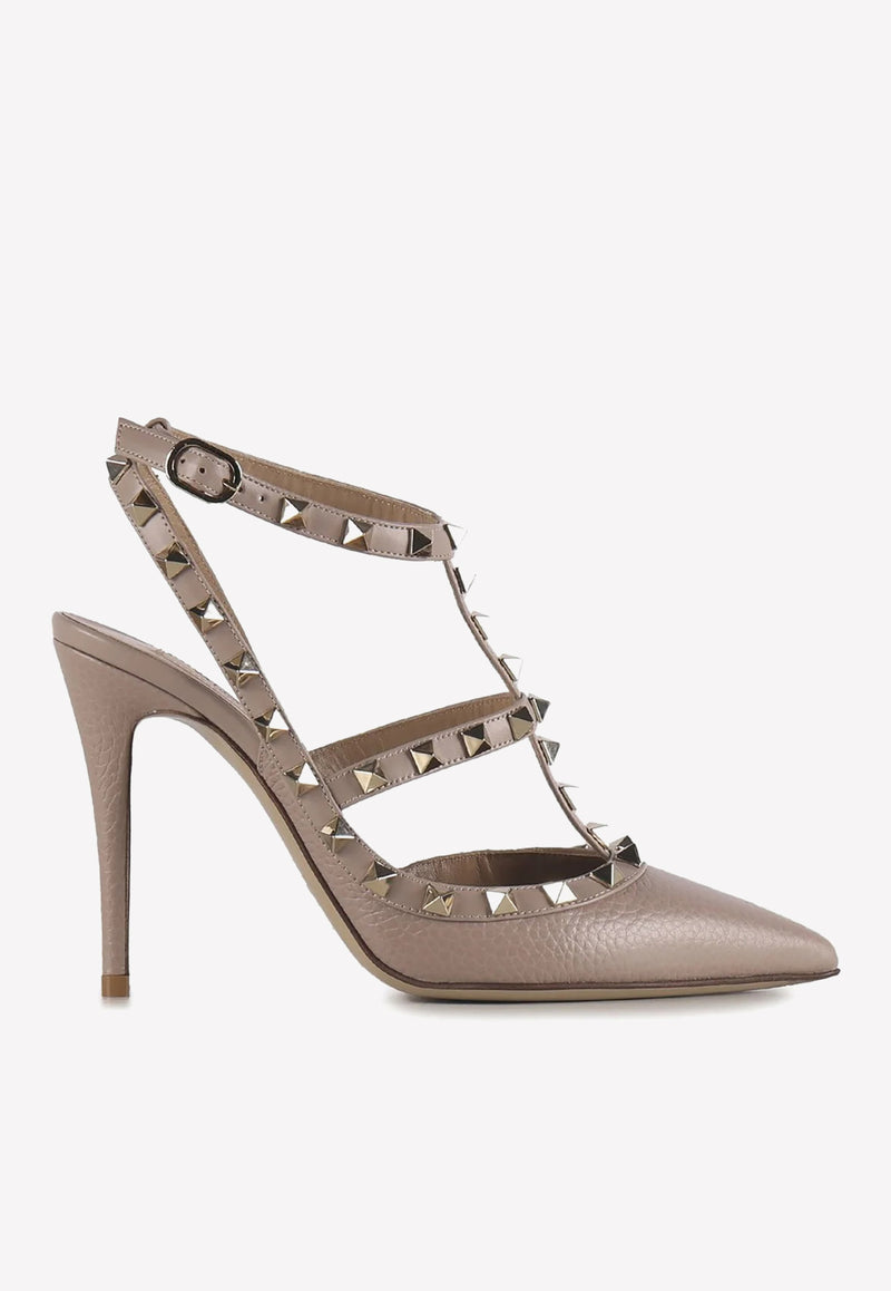 Valentino 100 Rockstud Leather Pumps 2W2S0393VCE P45 Beige