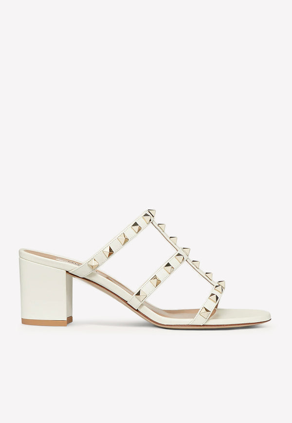 Valentino 60 Rockstud Leather Mules 2W2S0C47VOD I16 Chalk