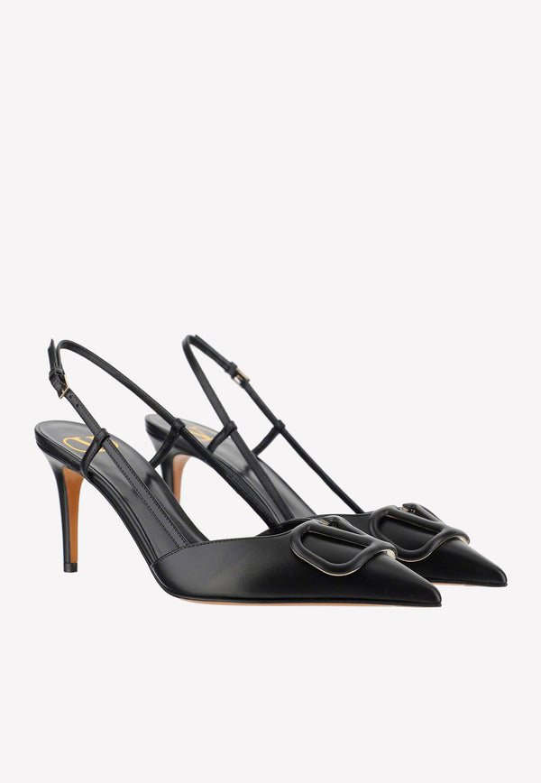 Valentino 90 Vlogo Leather Slingback Pumps 2W2S0R01MZF 0NO Black