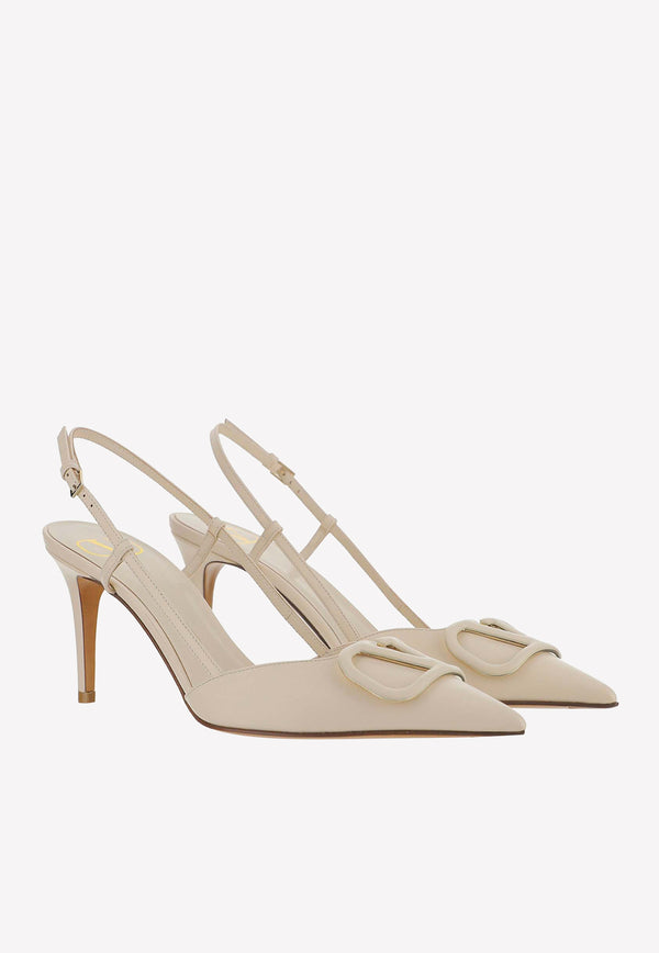 Valentino 90 Vlogo Leather Slingback Pumps 2W2S0R01MZF I16 Powder