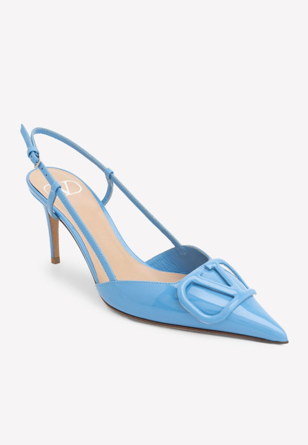 Valentino 90 Vlogo Leather Slingback Pumps 2W2S0R01TMK 097 Blue