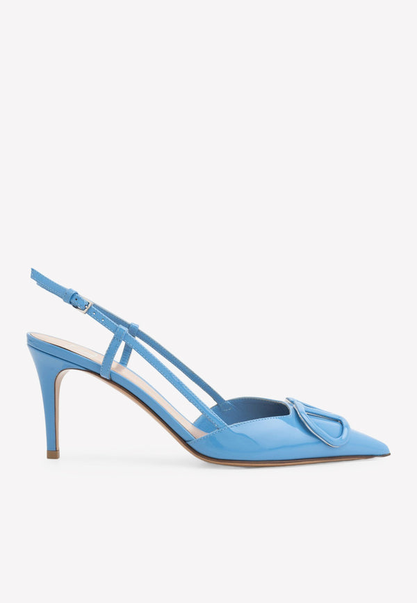 Valentino 90 Vlogo Leather Slingback Pumps 2W2S0R01TMK 097 Blue